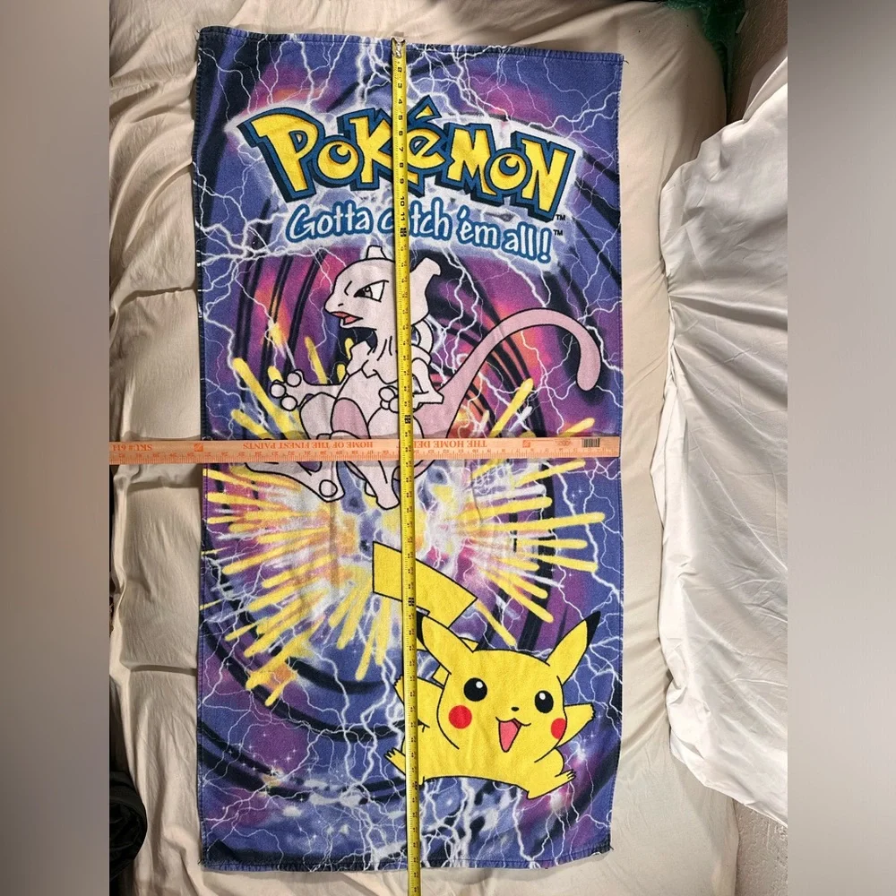 Pokemon Gotta Catch Em All Pikachu Mewtwo Beach Towel Vintage 2000 Y2K AOP 54x28
